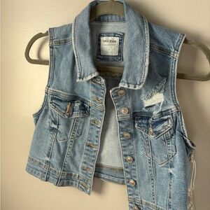 NWT Wax Jean Light Blue Denim distressed Vest small